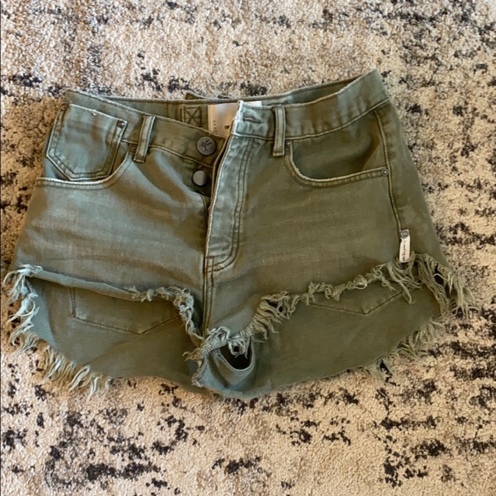 One Teaspoon green jeans shorts